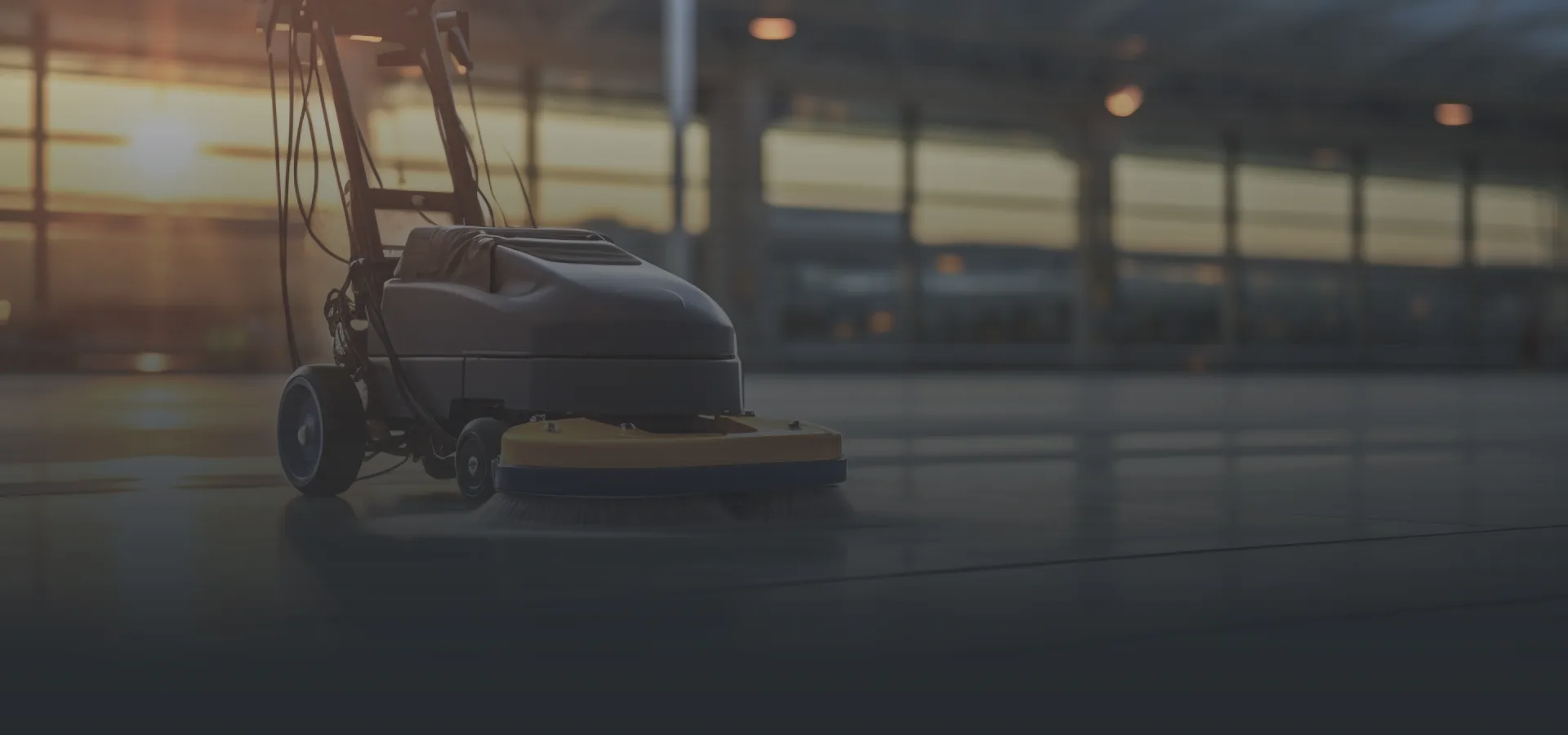 Floor cleaning machinery at work